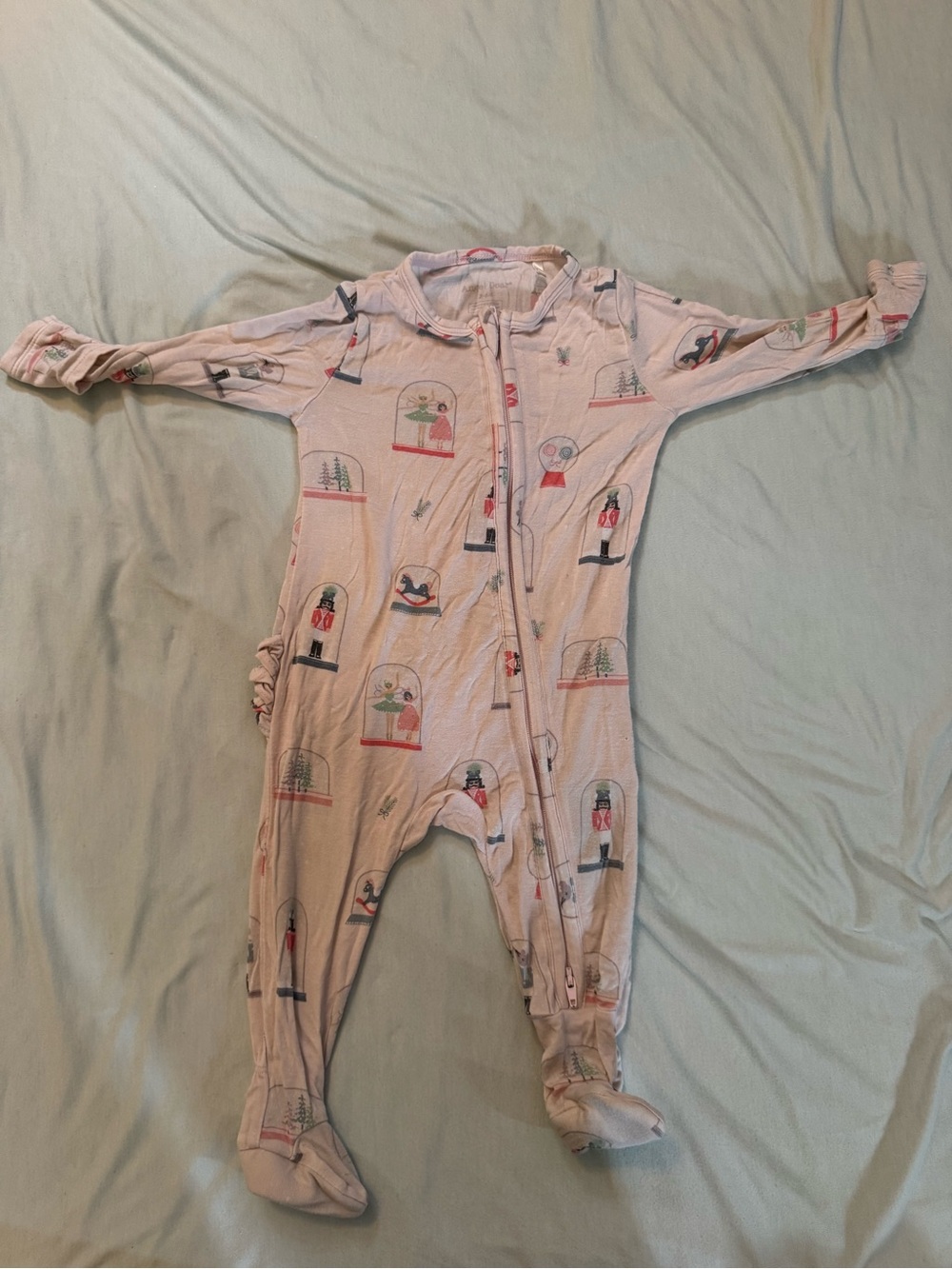 Angel Dear Christmas Snow Globe Print Footed One-Piece Zipper Pajamas